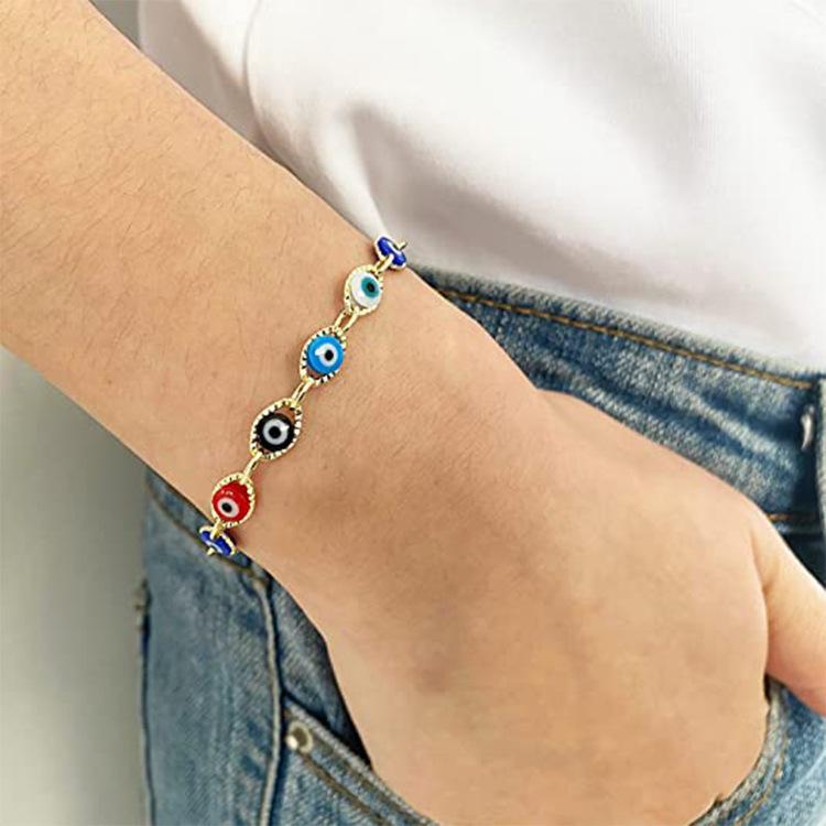 Pulseira Olho Grego Azul para Mulheres Moda Turca da Sorte Resina Corrente de Contas Ajustável Pulseira de Bracelete Festa de Aniversário Zircônia Presente