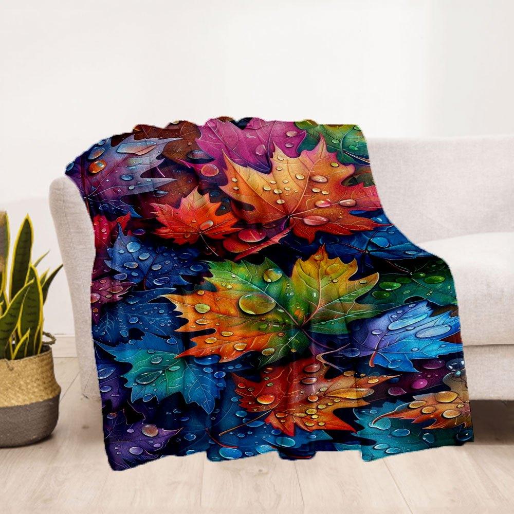 "Autumn Leaves Watercolor Wallpaper: Vibrant Fall Colors"Blanket Flannel Throw Blanket for Sofa, Bed, Travel, Camping, Office, Couch, Chair,
