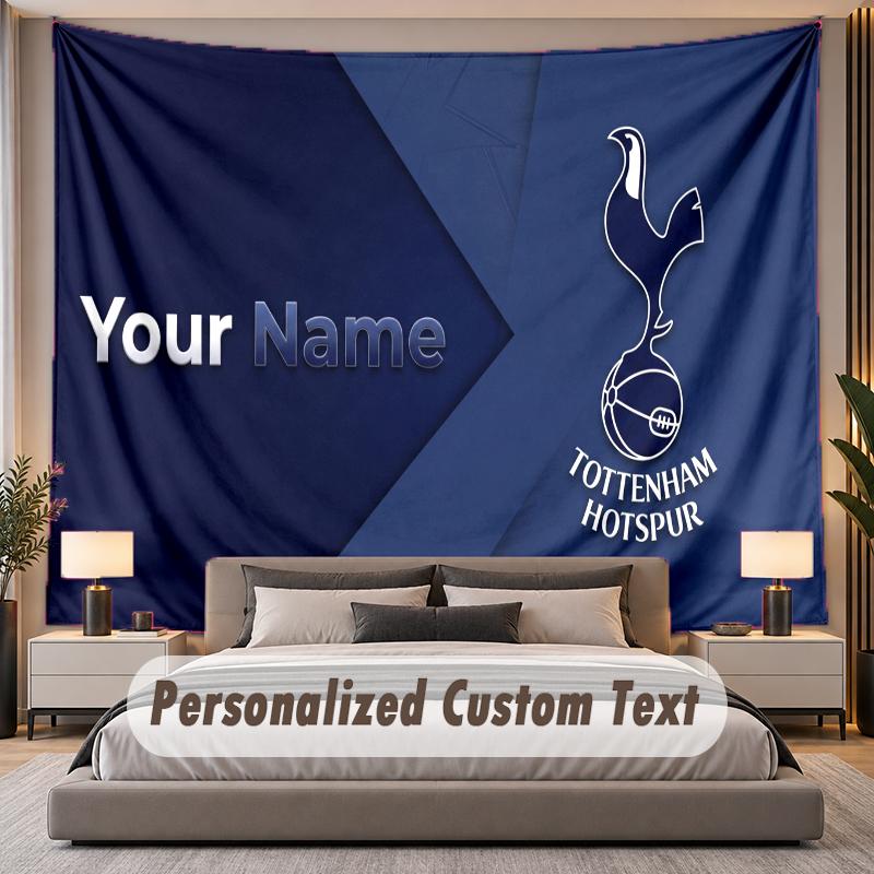 Custom Name Text Tapestry Tottenham Hotspur FC Personalized Polyester Wall Tapestry For Bedroom And Room