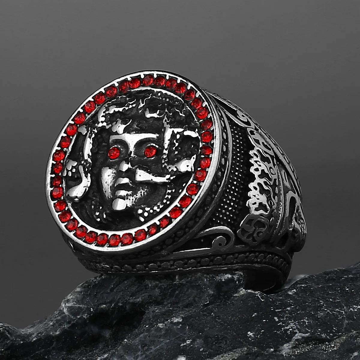 

Retro Medusa Ring for Men Women Gothic Greek Mythology Stainless Steel Edgy Couple Antique Party Accessories Unisex Gift 14