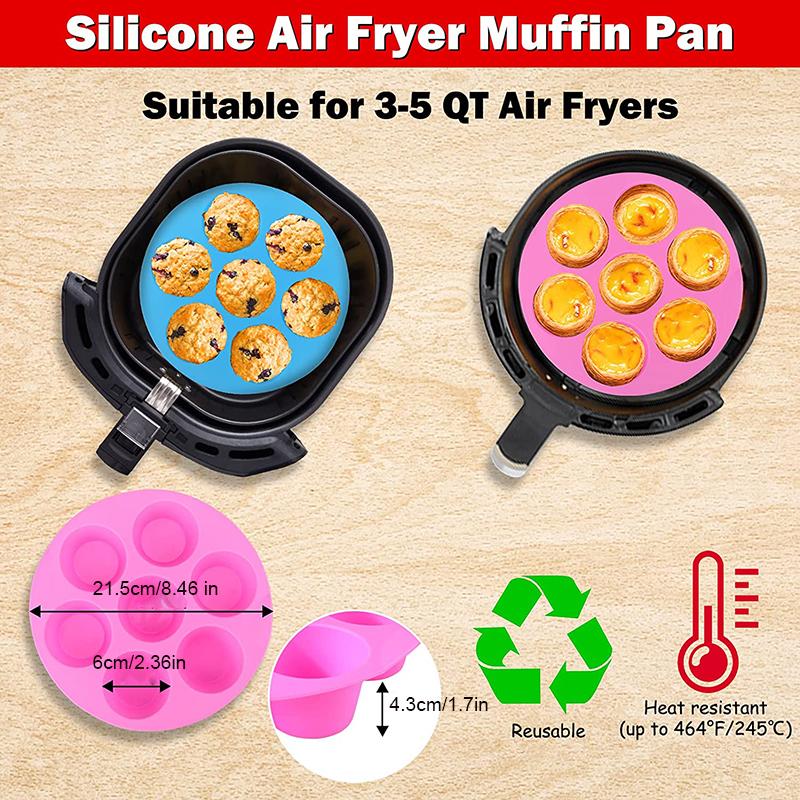 Silikonmuffinspanna för luftfritös Cupcakeform Kök Universal Airfrye Tillbehör Äggbettsform Återanvändbar rund pudding
