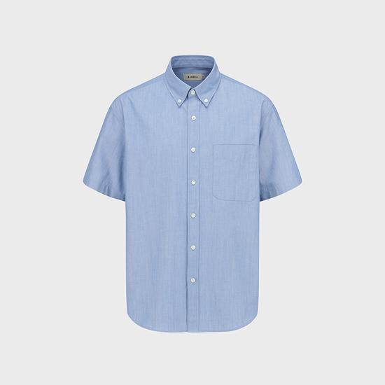 Gio GIA Heren Oversized Chambray Korte Mouw Shirt