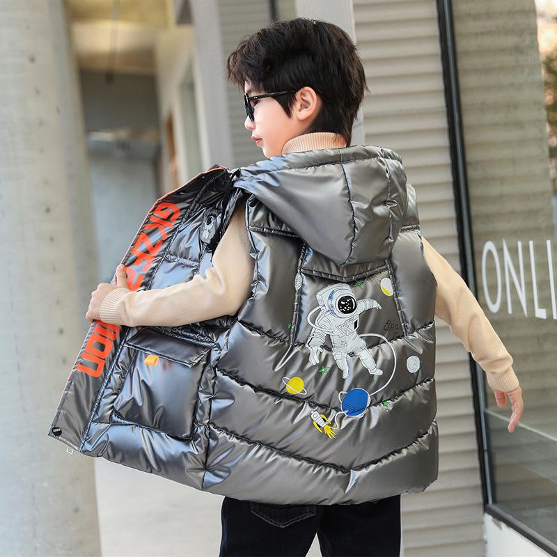 

Модный детский стеганый жилет без рукавов из хлопка - Утепленный и не требующий стирки для осени/зимы 2025 130cm - for ~120cm height серый