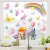Static Cling Window Stickers Creative Rainbow Flowers and Butterflies for Kitchen Bedroom Living Room Bathroom Glass Decor