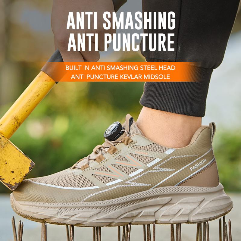 Rotating Button Safety Shoes Men Anti Smashing Anti Piercing Work Shoes Steel Toe Cap Work Sneakers Lightweight Security Boots