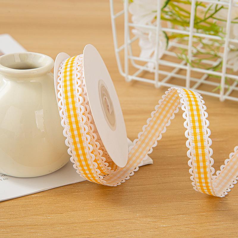 

10 ярдов для бантов, аксессуаров для волос, подарочной упаковки, 1,5 см, цветочный букет, DIY поделки, лента с рисунком «леденец», клетчатая ткань 1.5cm*10yards золотой