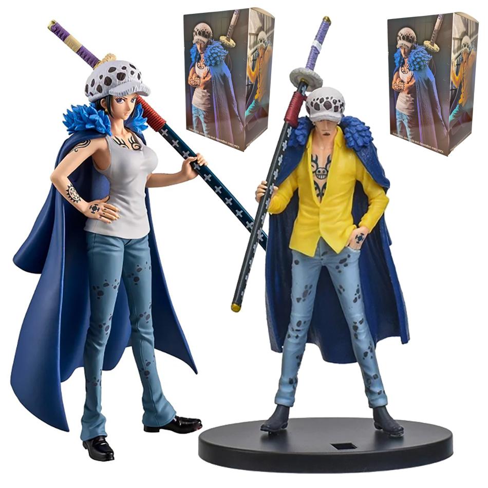 2Pcs 17cm Anime One Piece men and women Style Standing Figure One Piece Country Trafalgar Law PVC Collection Model Doll Toy Gift