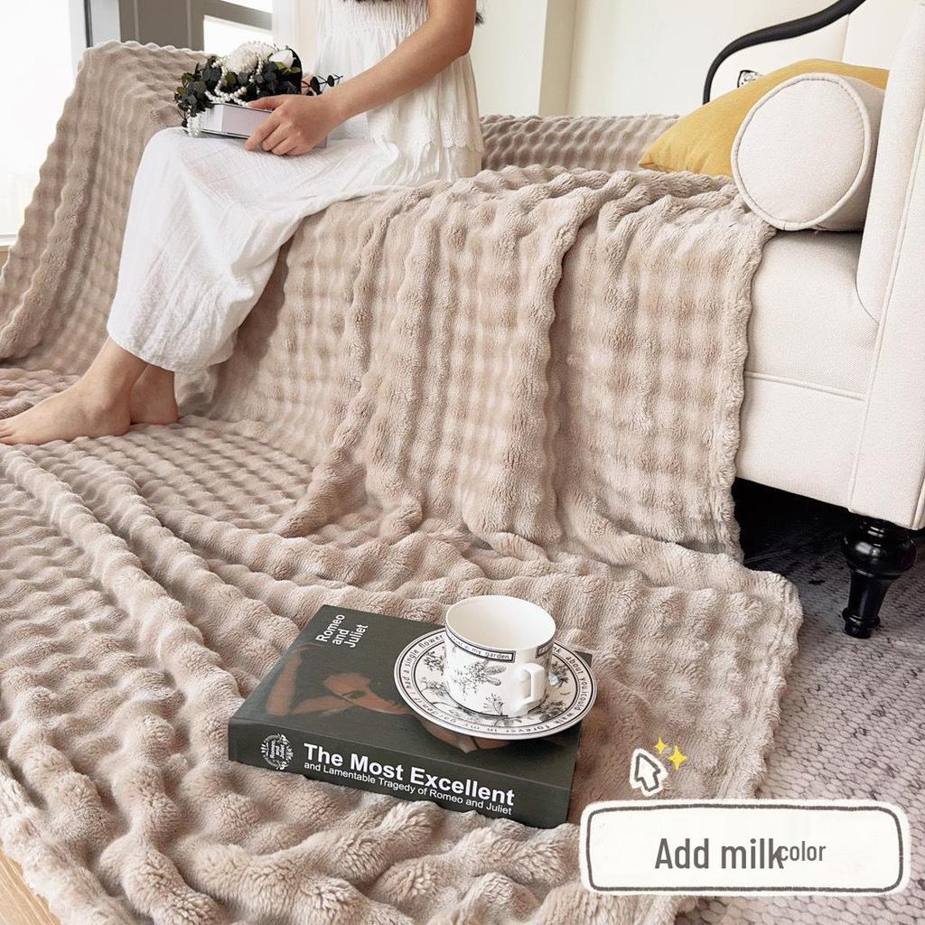 Útulná flanelová deka na zdřímnutí - Silný bublinkový korálový fleece na zimu