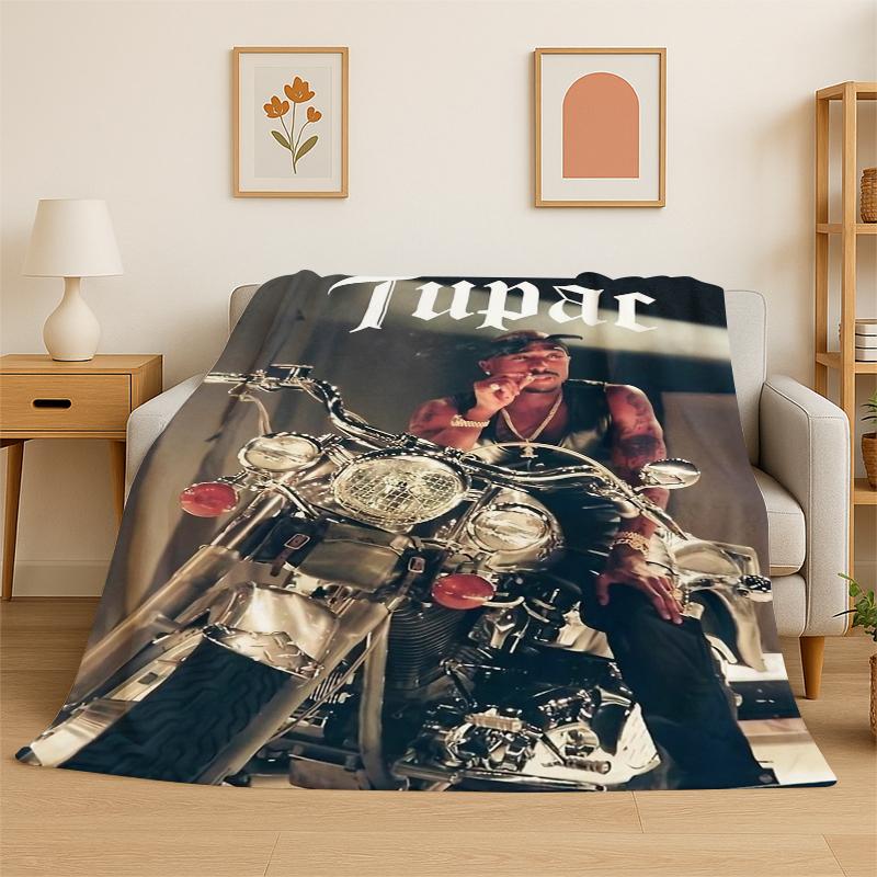 

Rapper Eminem Tupac 14pac Hip Hop Rap God Flannel Blanket Soft Warm Throw Blanket for Bedroom Living Room Bed Travel Picnic 75x90cm