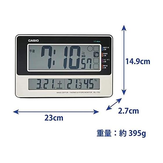 CASIO IDL-170J-7JF Table Clock, Radio Clock, White, Digital, Temperature, Humidity, Calendar, Display, Can Be Used as a Stand
