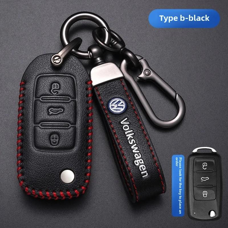 For VOLKSWAGEN VW Polo Golf 7/8 Genuine Leather Key Cover Fast Thrill Tour Guide Lingdu Exploration Vehicle Car Key Case High Qu