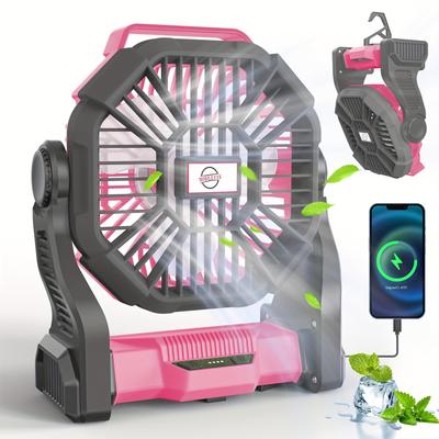 Ventilateur de camping électrique 3 en 1 charge+éclairage+ventilateur, ventilateur de tente portable avec lanterne LED adapté pour le barbecue ou le voyage ventilateur de fonctionnement