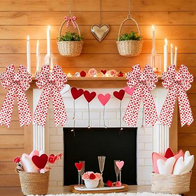 Valentinstag Schleife Herz Kranz Rotes Herz Weihnachtsbaumspitze Fliege Dekoration für Romantische Party Hausfeier