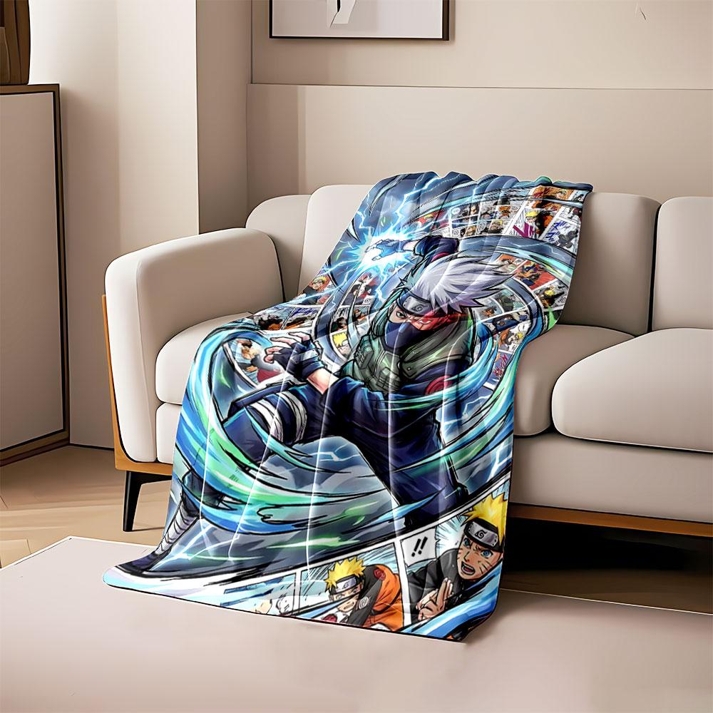 

Dynamic lightning and comic panels spiral around a striking character. for all seasons blanket lunch break throw gift 80cm x 120cm