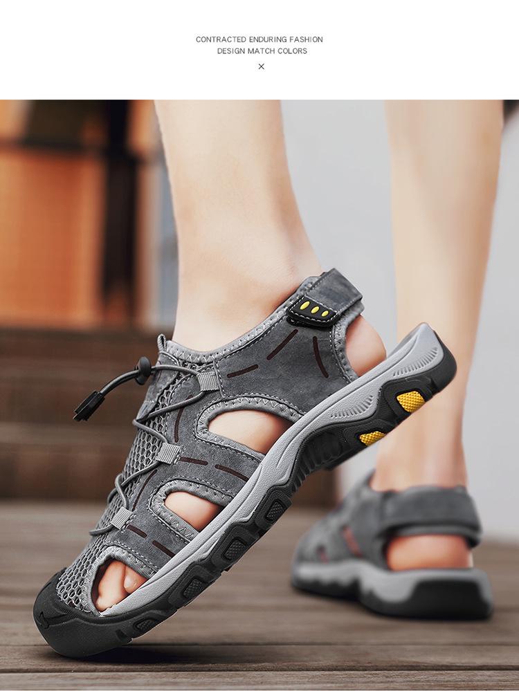 Men's 2024 Breathable Outdoor Sandals, Non-Slip Sport Beach Shoes with Hollow Design, Large Sizes Available