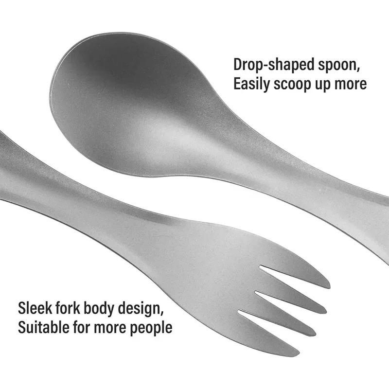 Tytanowy Spork 2 w 1 Łyżka Ultralekkie Naczynia Turystyczne Widelec Nóż Przenośny Kemping Piknik Podróż Ekologiczne Sztućce