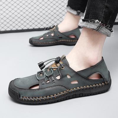 Modă Modă Vară Noi Pantofi de Mers Decupați Antiderapanți Loafers Casual Confortabili Bărbați Sandalias 2025 Noi Casual Piele Bărbați Pantofi Plati