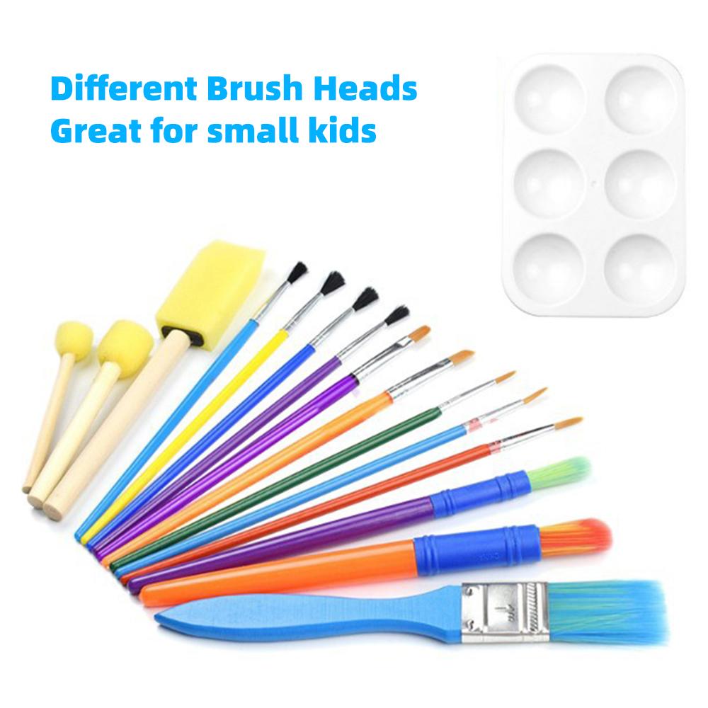 16PCS Children Paintbrushes Washable Paint Brushes Sponge Painting Brush Set for Toddler Kids Early DIY Learning Toys