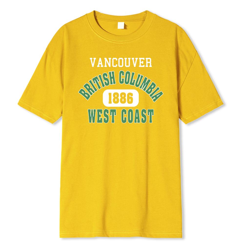 British Columbia West Coast 1886 Green Letter Tshirt Man Casual Tees Breathable Summer Tshirt Short Sleeve