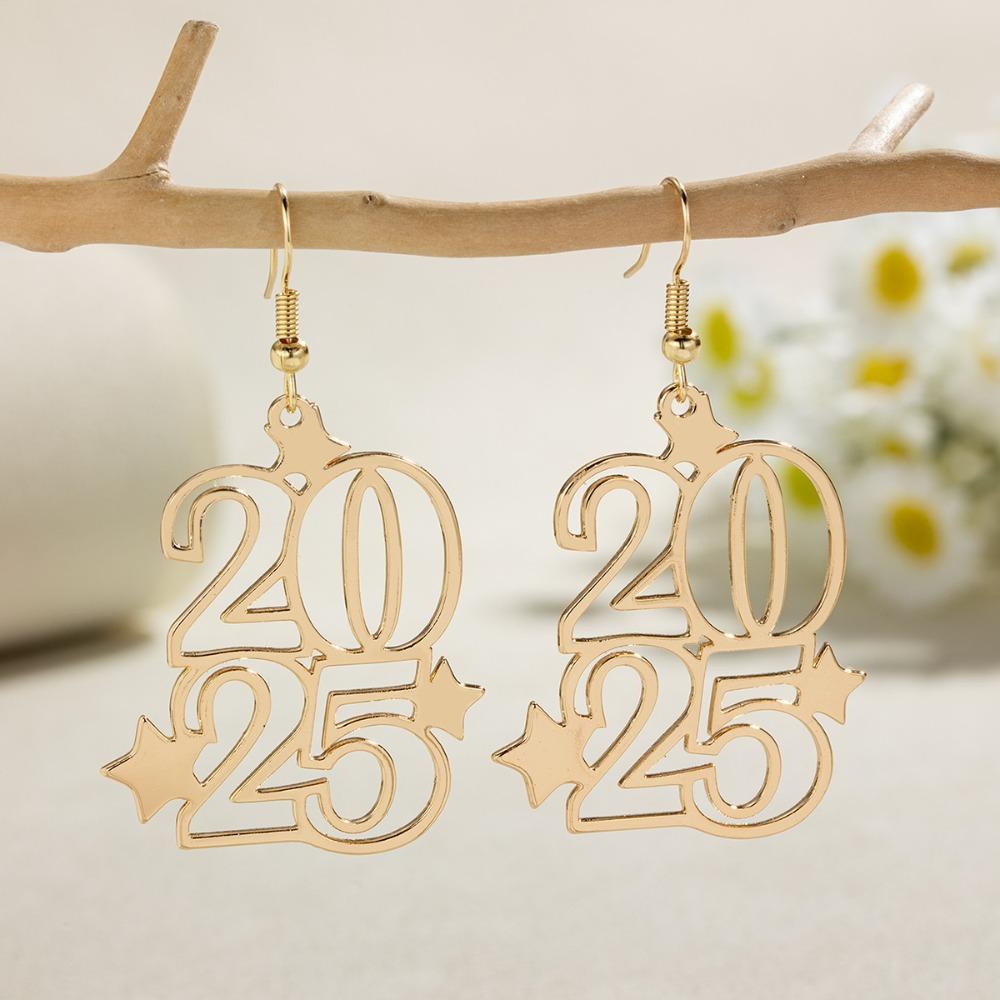 2025 Number Number 2025 Dangle Earrings Snake Letter Number Figure Earring  Christmas