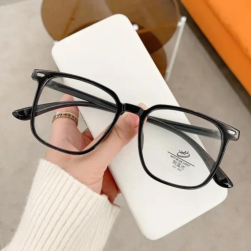 

Blue Light Blocking Ladies Square Myopia Glasses New Trendy Finished Near Sight Eyeglasses Prescription Minus Eyewear Diopter 0(anti-blue)