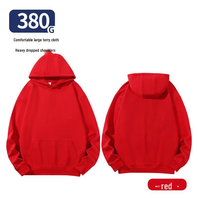 Unisex Heavy-Duty 380g Hoodie, Drop-Shoulder, Loose Fit, Solid Color Cotton, Ideal for Autumn/Winter Sports, Available In Stock. 