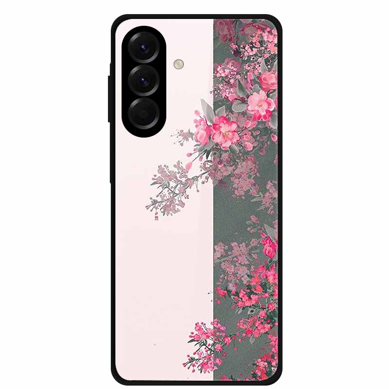 Tempered Glass Phone Case For Samsung Galaxy S24 FE Case Hard PC Back Cover Shell for Galaxy S24FE S 24 FE 5G Hard Covers Flower