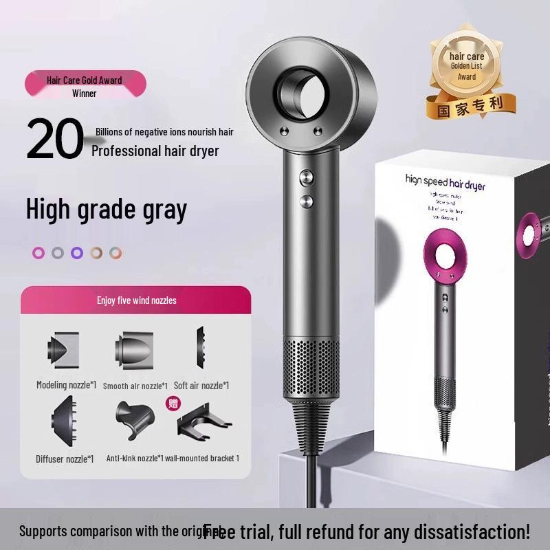 Silent High-Speed Negative Ion Hair Dryer - Quick-Drying & Large Airflow for Home Use