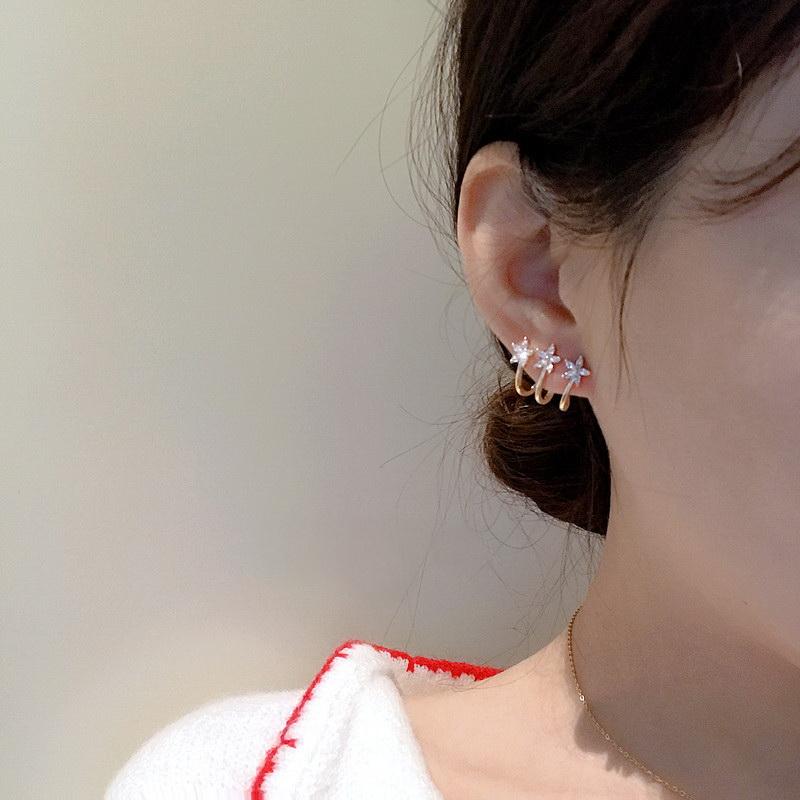 New Arrival Zircon Flower Stud Earrings For Women Korean Elegant Luxury Flowers Earring Girl Party Trendy Statement Jewelry