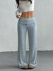 Women's Mid Rise Wide Leg Pants Straight Fit Striped Knit Casual Trousers Mid Stretch Fall Daily Flared Lounge Bottom