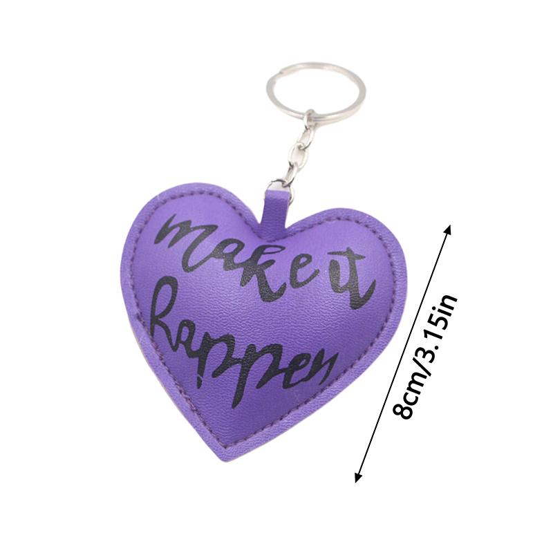 Make It Happen Lovely Heart Shaped Keyring Cute Red Peach Love Key Holder Exquisite Pu Leather Keychains Birthday Jewelry Gift