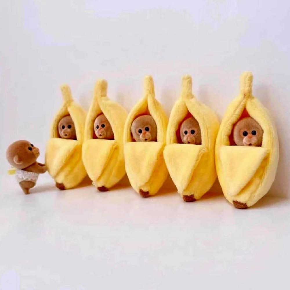 Cute Monkey Banana Plush Doll Sweet Soft Stuffed Animal Healing Kawaii Dopamine Plush Toy Adorable Cartoon Decor Teen Girls Gift