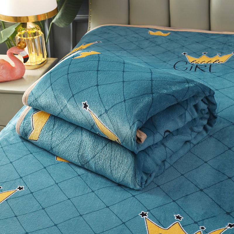 Thickened Coral Fleece Warm Plush Blanket Flannel Bed Sheet Single Piece Winter Single Double Double-sided Fleece Non Slip Cover Blanket