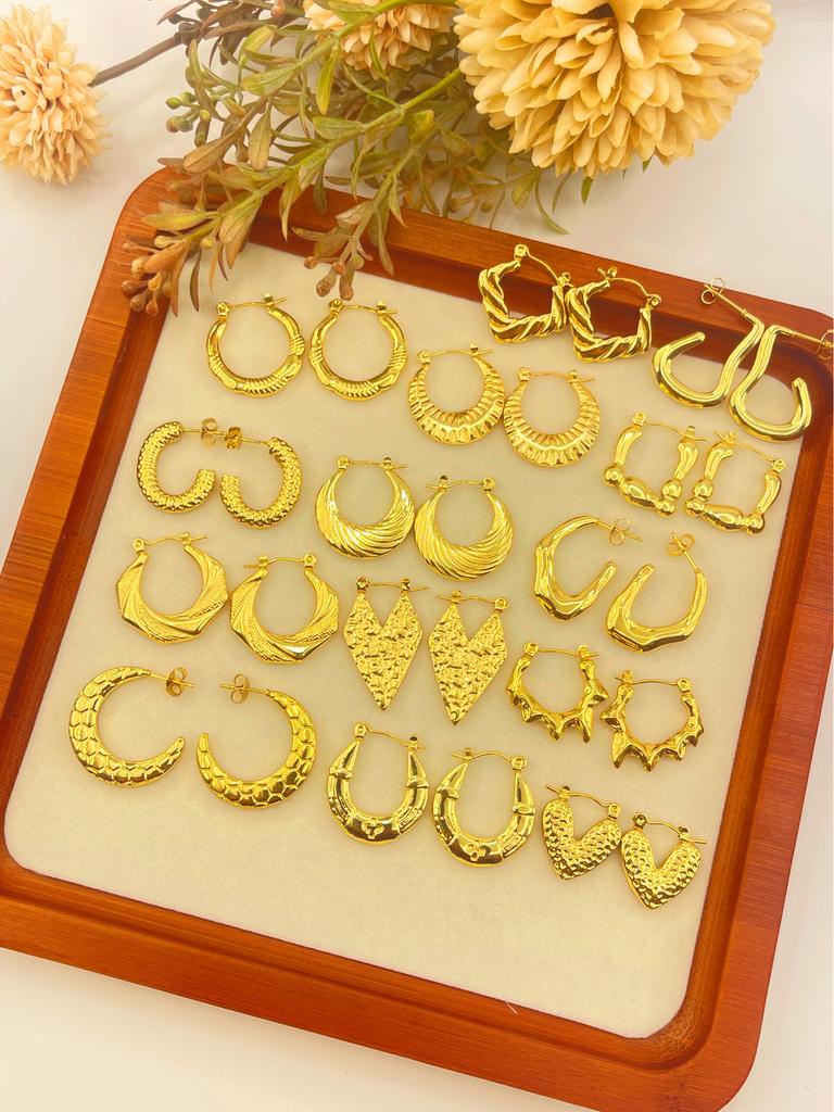Multi-Style Vintage New Design 18K Gold Plated Irregular Earring Waterproof Stainless Steel Huggie Hoop Jewelry for Women