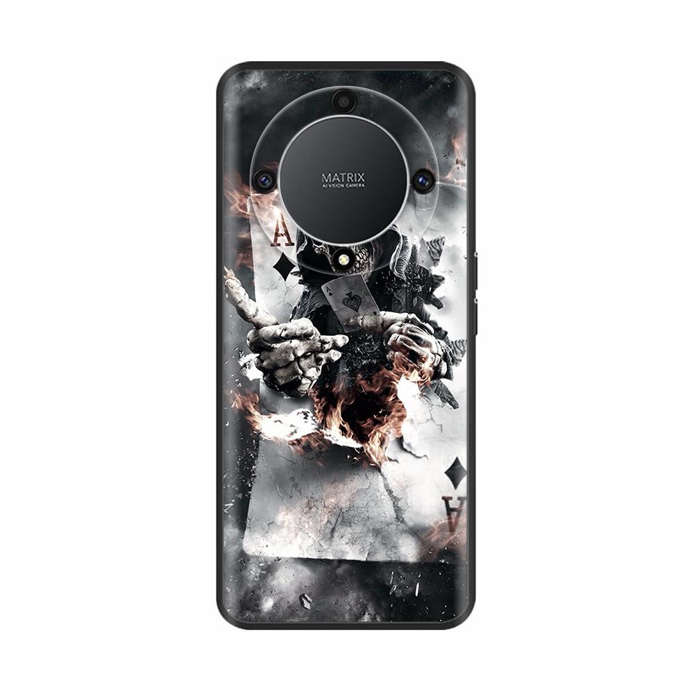 For Honor Magic 6 Lite Case Magic6 Lite Liquid Silicone Soft TPU Back Bumper Skull Marble Print Fundas For Honor Magic 6 Lite 5G
