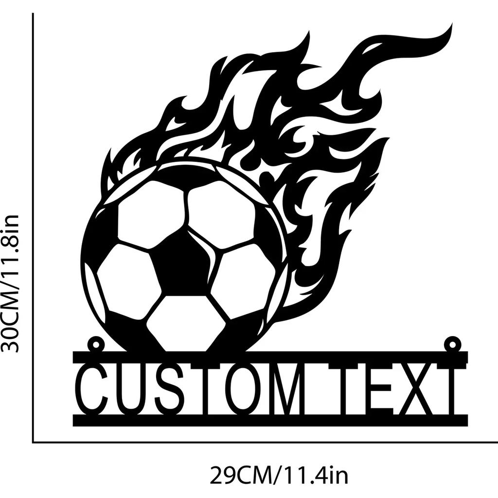 Metall Fußball Wandkunst Fußballspieler Namensschild Sport Heimdekoration Personalisiertes Geschenk Trainer