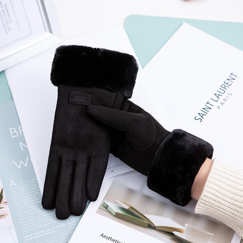 Outdoor Cycling Warm Adult Gloves for Men and Women Autumn and Winter Suede and Arctic Fleece Touch Screen Gloves