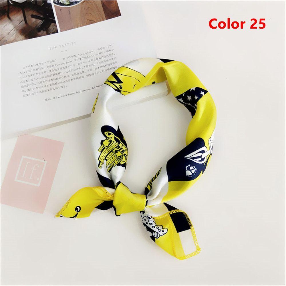 Gifts Women Small Vintage Square Scarf Silk Feel Satin Head Neck Hair Tie Band