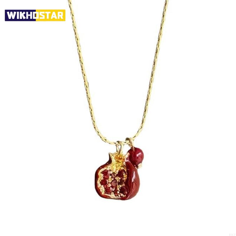 High Quality Alloy Necklace Adornment Featuring Pomegranate Gemstones