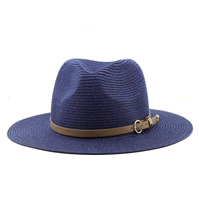New look khaki fashion casual versatile big edge flat edge top hat travel beach sun protection Panama sun hat