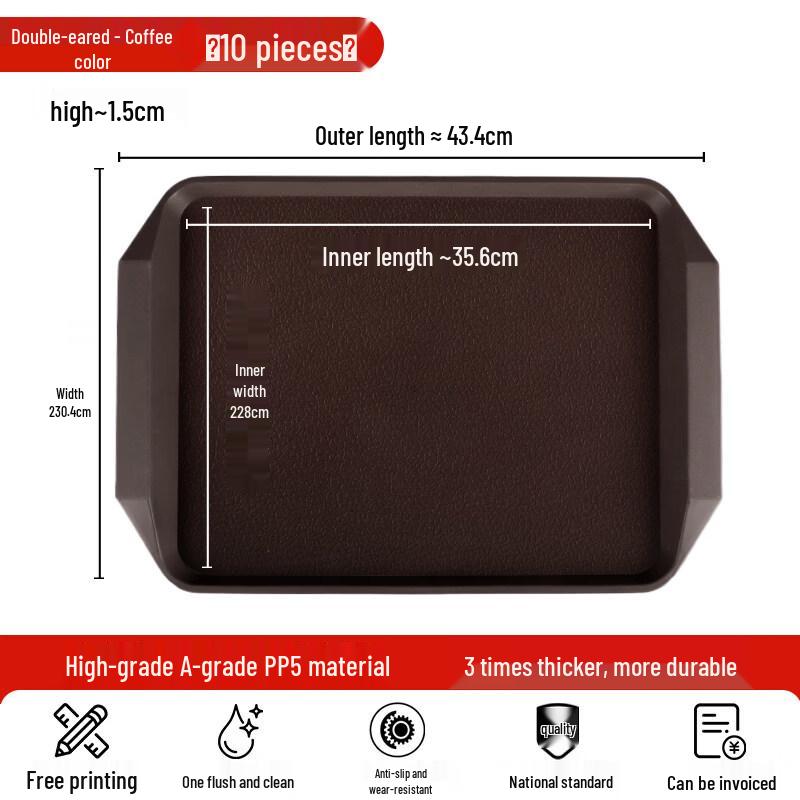 ZHEBU Rectangular Plastic Serving Tray with Handles