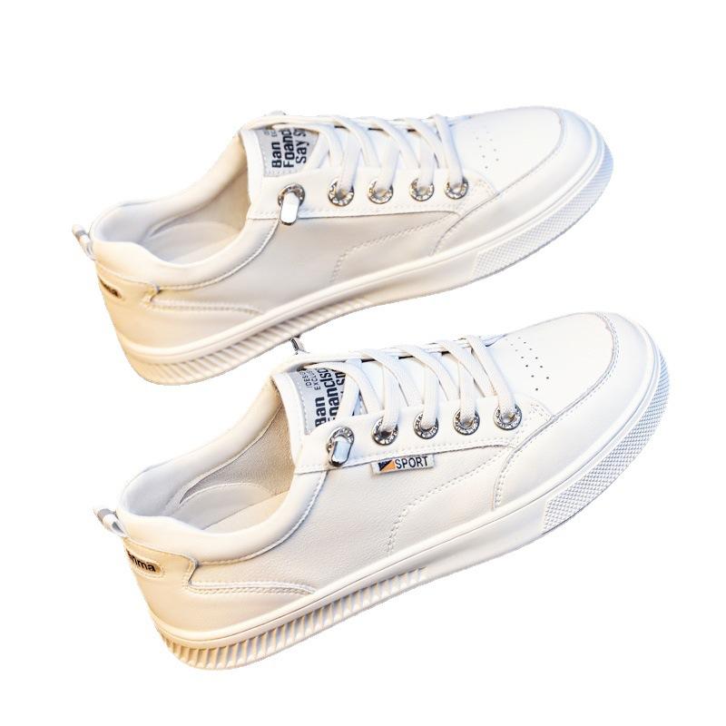 

Осенние новые кожаные маленькие белые туфли для студентов, повседневные универсальные туфли без шнуровки на плоской подошве 40