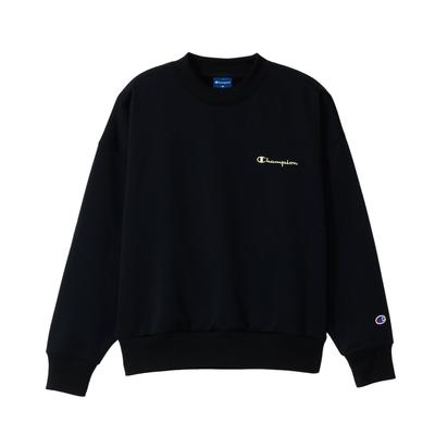Long Sleeve Crew Neck Sweatshirt with Script CWSAS001 Women's Logo, Black,