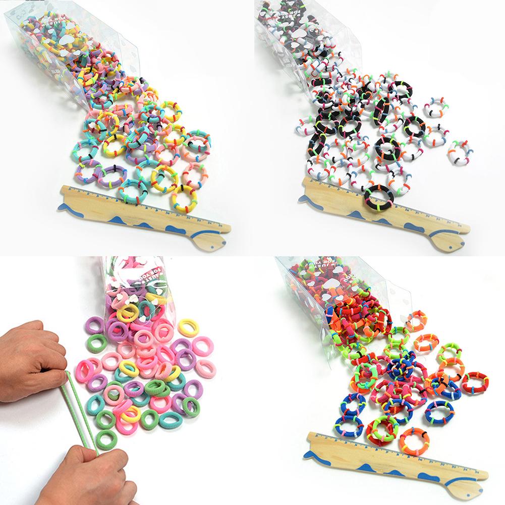 100 bucăți moda femei fete culoare bomboane inel elastic pentru păr frânghie suport pentru coadă de cal decor de păr