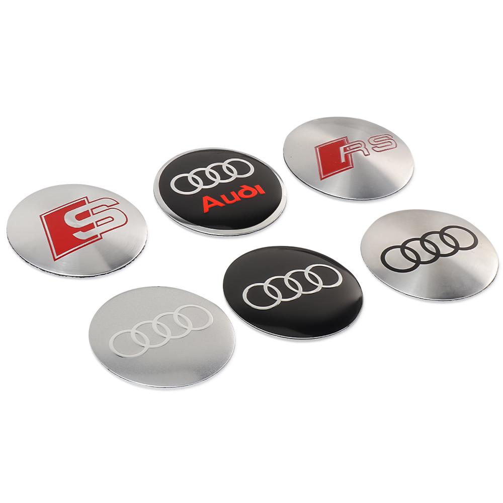 2026 56/60/63/65/68mm Car Styling Aluminum Logo Wheel Center Hub Caps Emblem Stickers For Audi S RS S3 S4 Q2 Q3 A4 B9 A5 Q3 A6 Q5 Q7