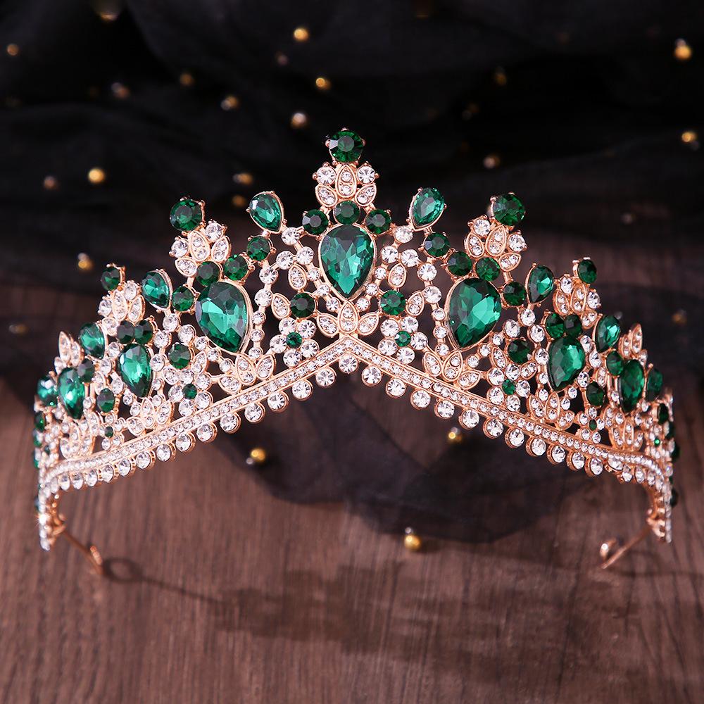 DIEZI 8 Colors Baroque Luxury AB Rhinestone Crystal Tiara For Women Wedding Party Elegant Bridal Bride Crown Hair Accessories
