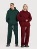 2025 Autumn/Winter Fleece-Lined Hooded Sweatshirt & Pants Set – Men's Trendy European/American Basic, Solid Color, 510g.