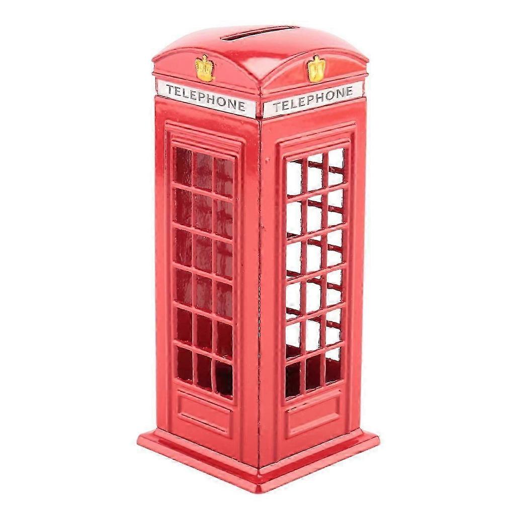 Metal Red British English London Telephone Booth Bank Coin Bank Saving Pot Piggy Bank Red Phone Boot