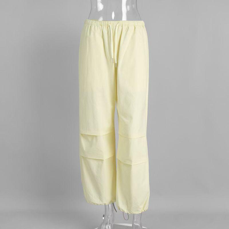 

European and American Fashion All-Match Loose Drawstring Casual Pants Loose Pants Pants Drawstring Casual Pants Yellow S