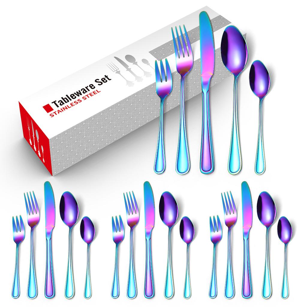 2026 Stainless Steel Tableware Set 20-piece Creative Gold Household Western Food Steak Knife Fork Spoon